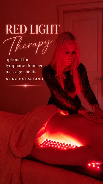 Red light therapy offered at no extra cost to lymphatic drainage massage clients